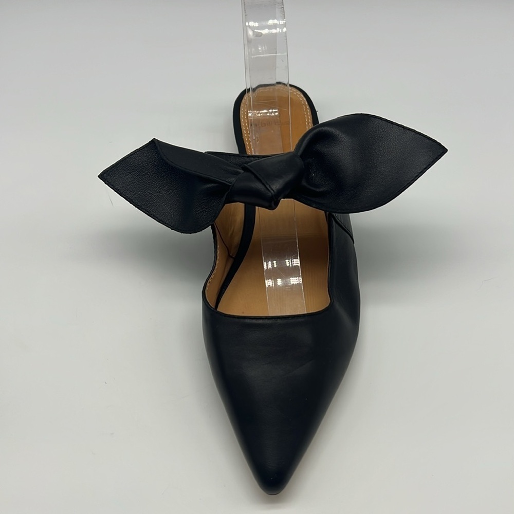 Bill Blass - Sabrina Black Leather Pointed Toe Bow Slip On Lightweight Flats 10 - Picture 10 of 15